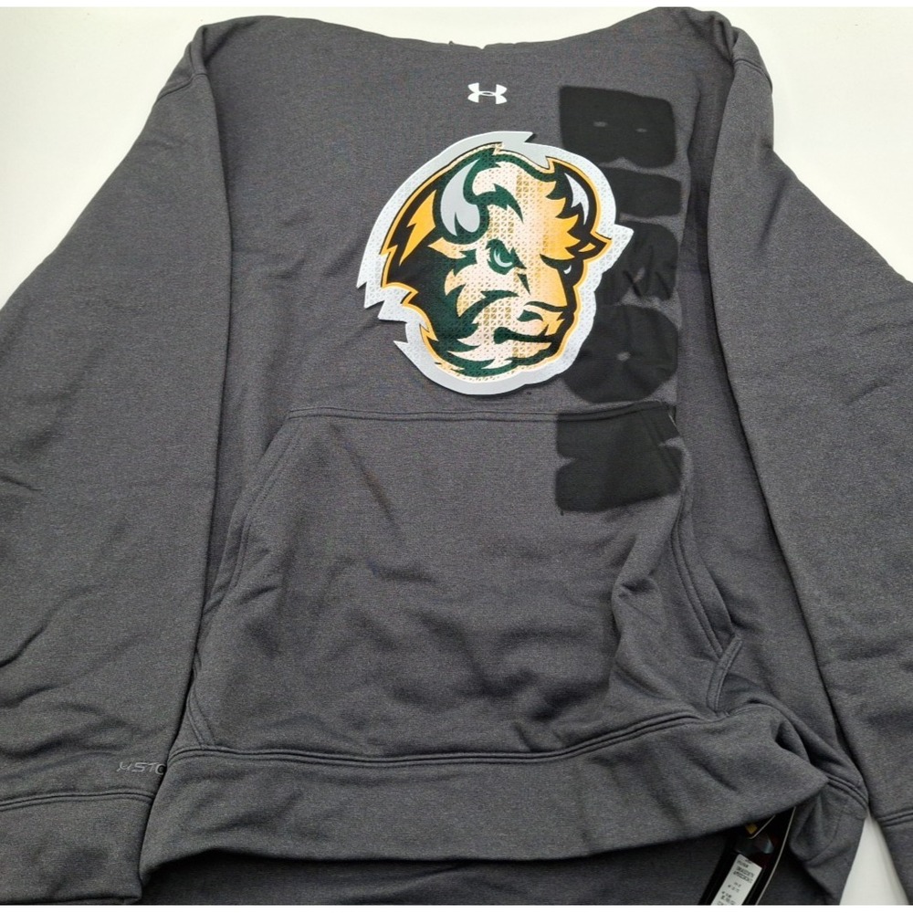 North Dakota State Bison Under Armour Gray Performance Hoodie Sweatshirt, L, NWT